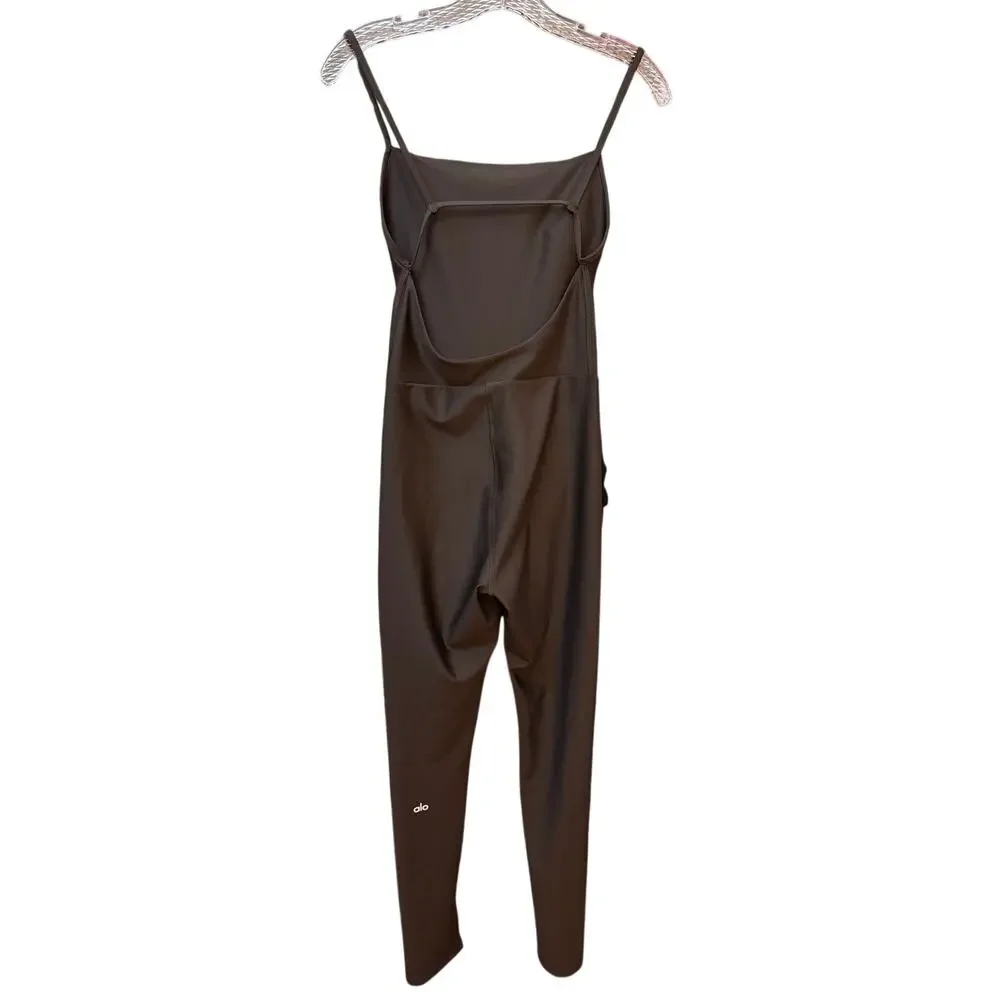 Alo Airlift Disco Daze Jumpsuit Espresso Brown Size XS/S Workout Pilates Outfit